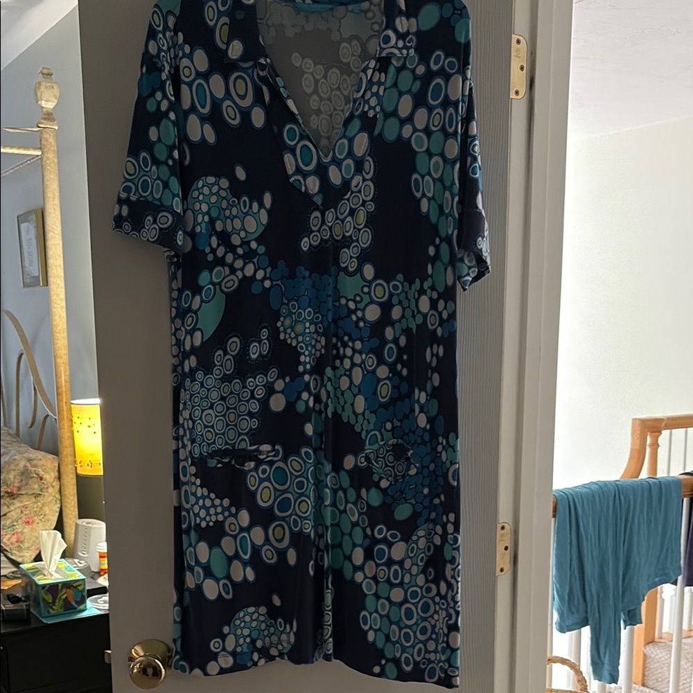 Tori Richard Blue and White Midi Dress